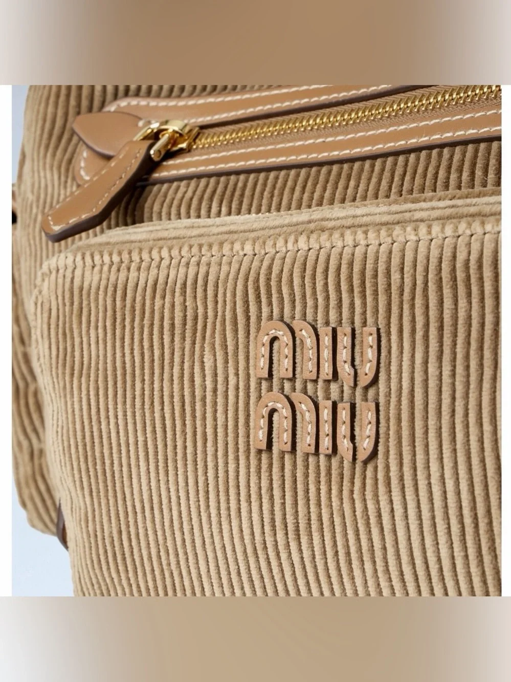 MIU MIU Pocket corduroy velvet leather shoulder bag